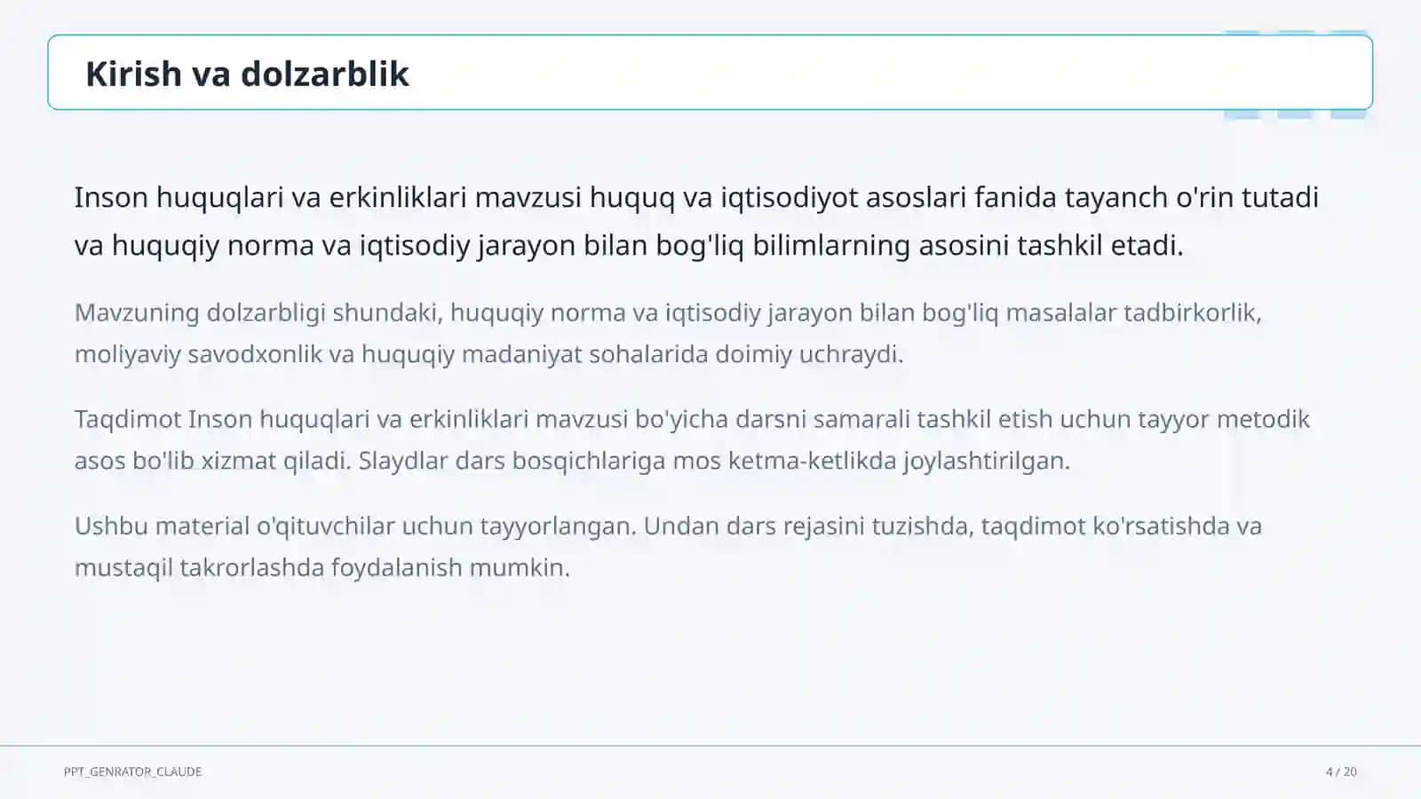 Inson huquqlari va erkinliklari (9-sinf) 4