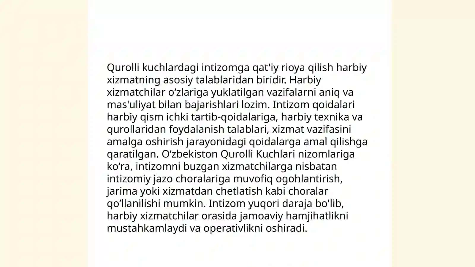 Qurolli Kuchlarining ichki xizmat va intizom nizomi 4