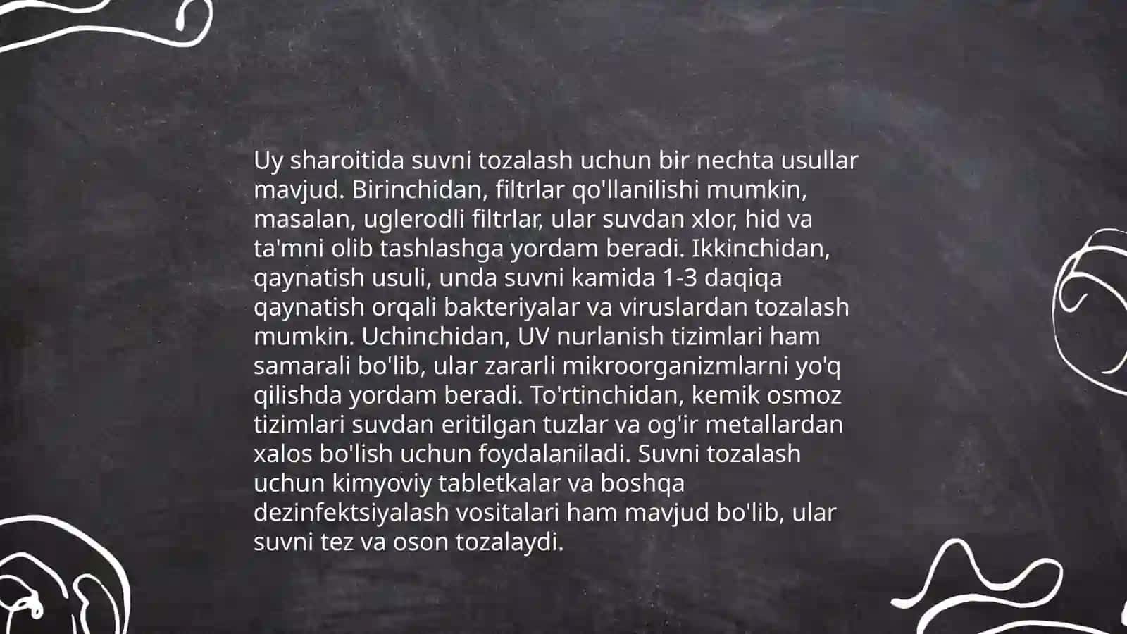 Suvni Tozalash va Ifloslanishni Oldini Olish 4