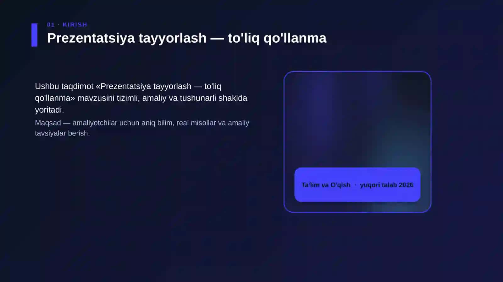 Prezentatsiya tayyorlash — to'liq qo'llanma 4