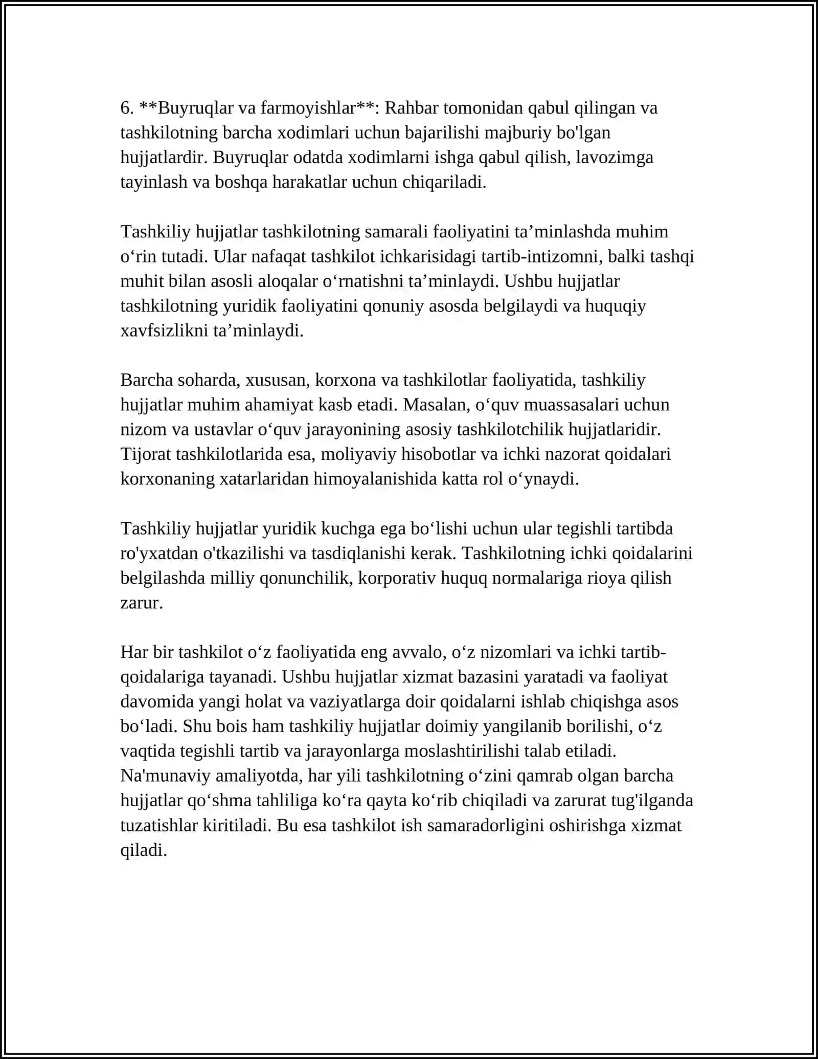TASHKILIY HUJJATLAR(GUVOHNOMA, YOʻRIQNOMA, NIZOM-USTAV, SHARTNOMA) 4