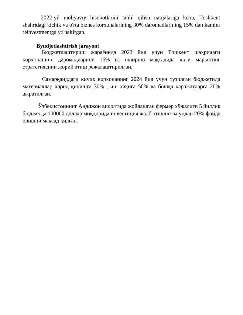 Moliya boshqaruvi va byudjetlashtirish 4