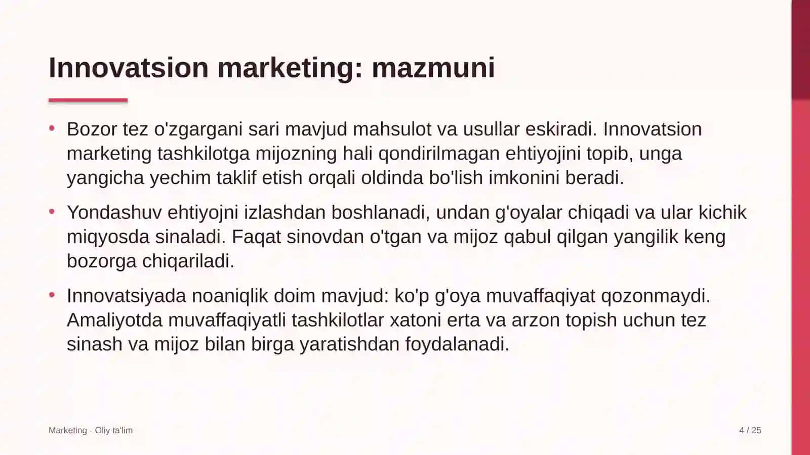 Maishiy texnika ta'mirlash ustaxonalarida innovatsion marketing 4