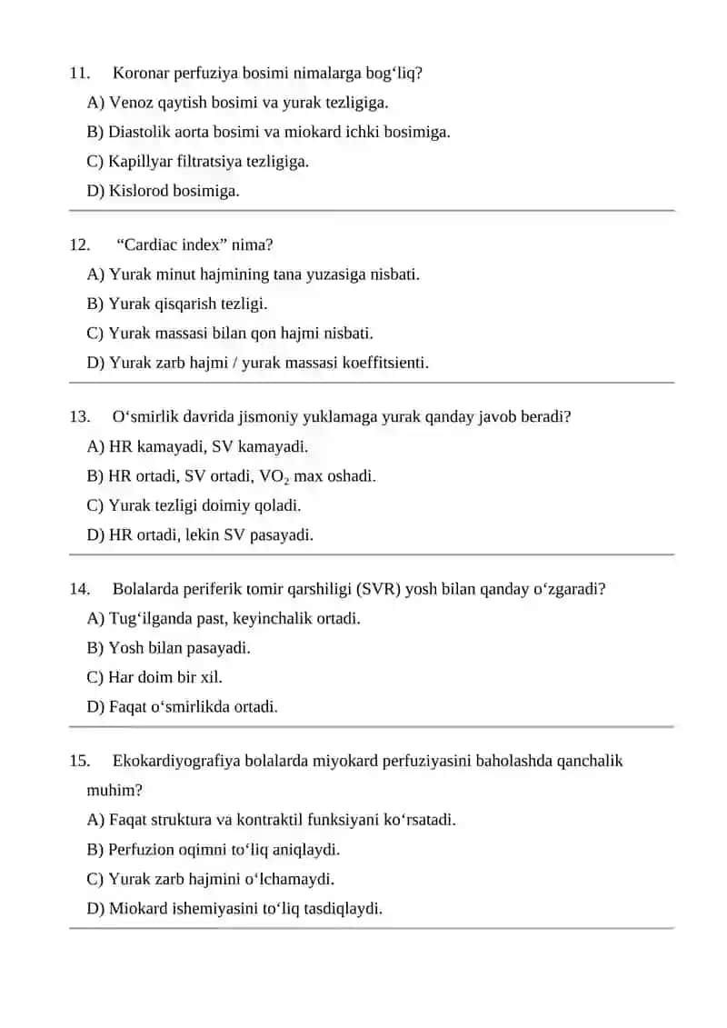 Miyokardga qon bilan ta'minlanishni yoshga bog'liq xususiyatlari. Bolalar va o'spirinlarda yurak-qon tomir tizimining funksional ko'rsatkichlarining yosh xususiyatlari 4