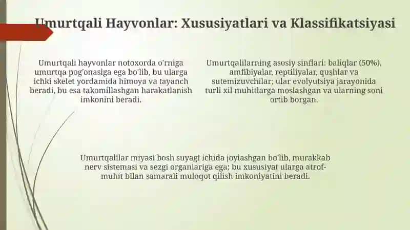 Hayvonlar sistematikasi.Umurtqali va umurtqasiz hayvonlar 4