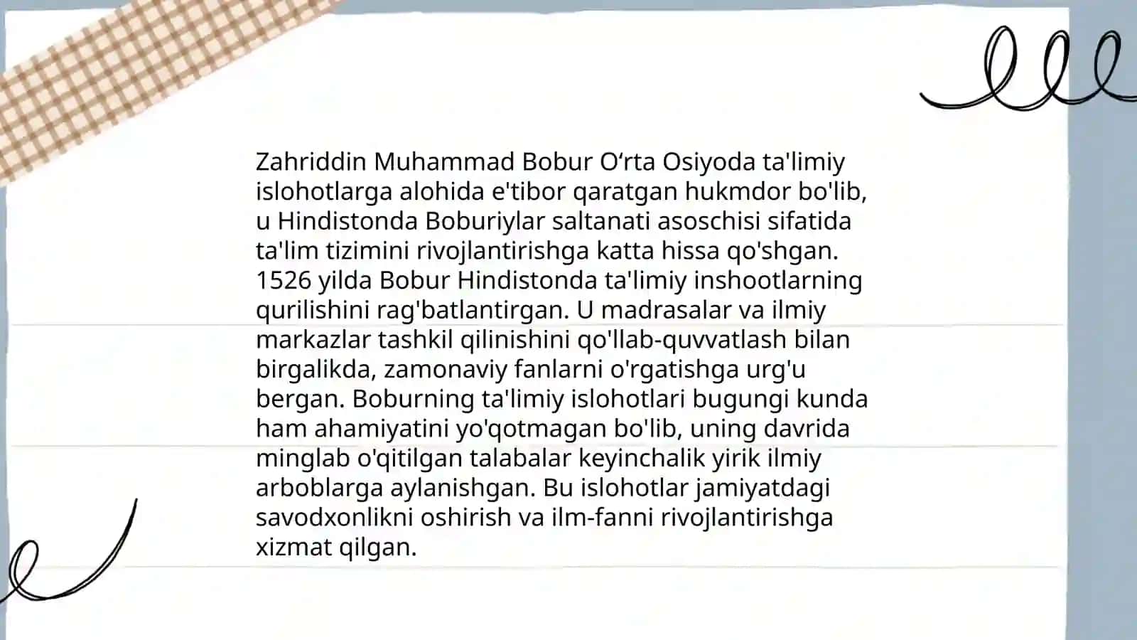 Mirzo Ulugbek Zahriddin Muhammad Baburning pedagogik g'oyalari va ma'rifat parfarlik xizmatlari 4