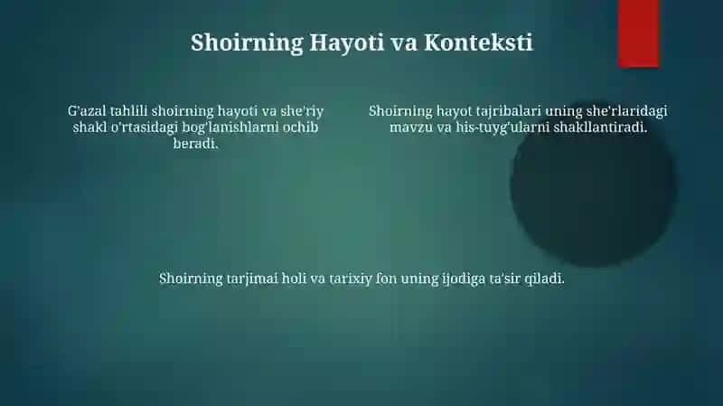 Gʻazal Tahlili: Mavzular, Motivlar va Uslublar 4