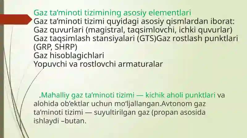 gazi haqidagi malumotlar va qanqa materilalar ishlatilish 4