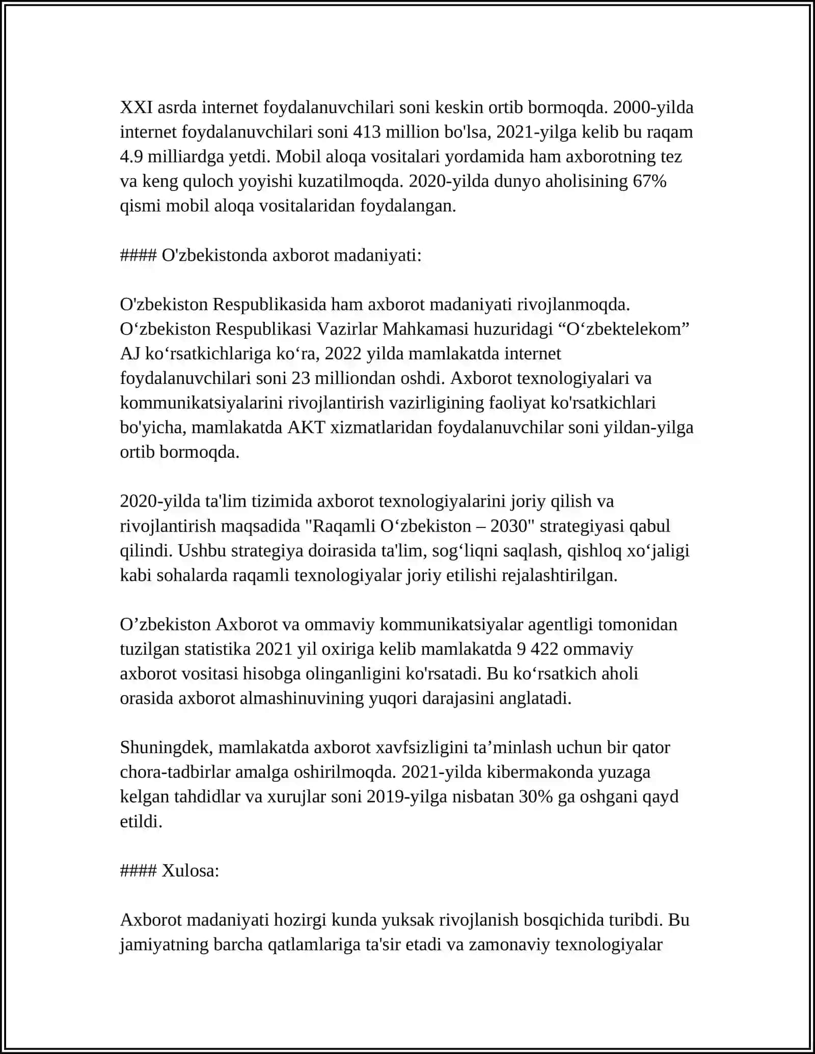 GLOBALLASHUV DAVRIDA AXBOROT MADANIYATI ZARURATI 4