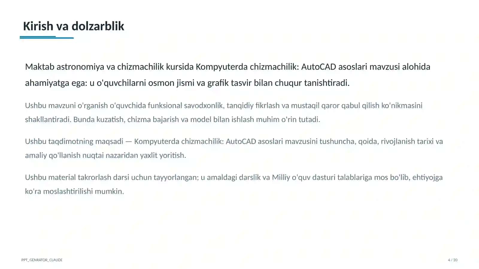 Kompyuterda chizmachilik: AutoCAD asoslari (9-sinf) 4