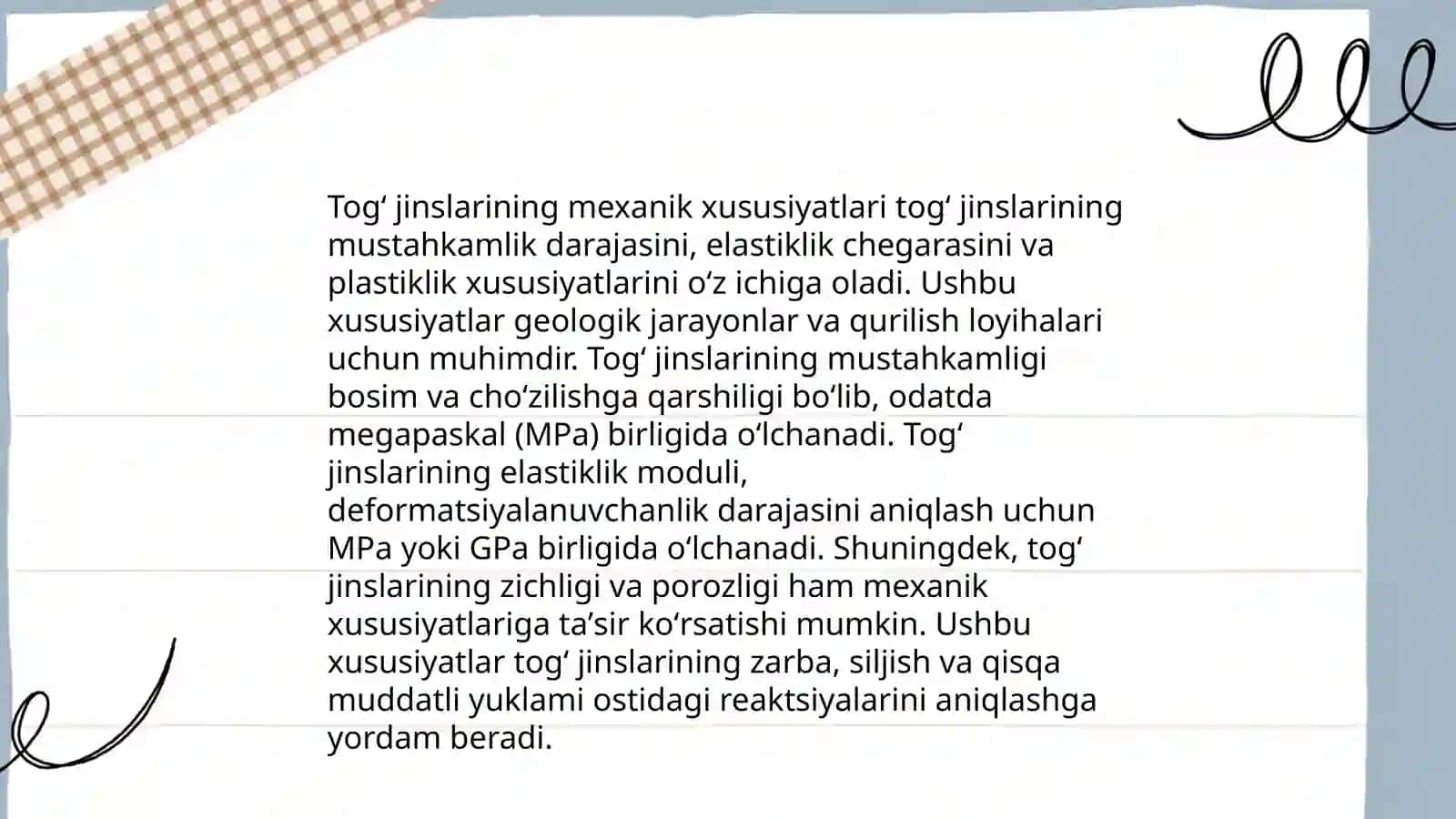 Togʻ jinslarining mustahkamlik toifalari boʻyicha turlari 4