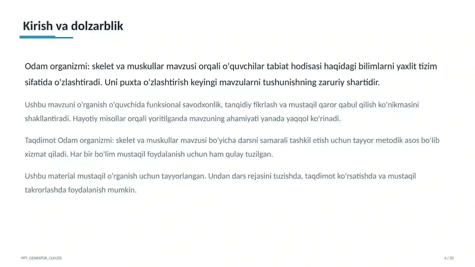 Odam organizmi: skelet va muskullar (4-sinf) 4