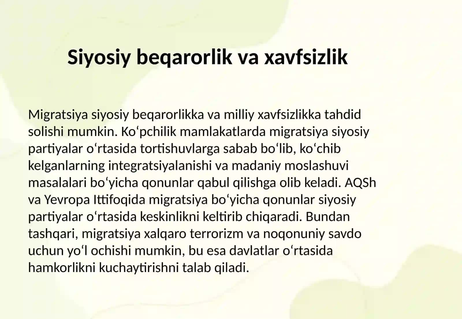 Xalqaro migratsiya jarayonlarining ijtimoiy va siyosiy oqibatlari 4