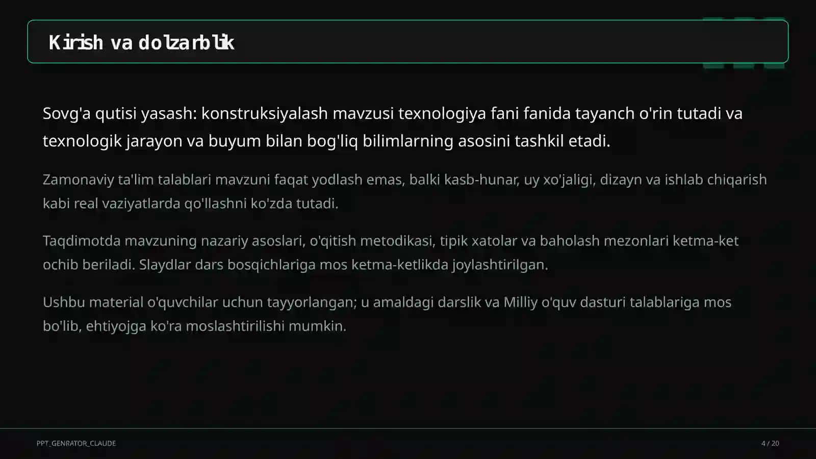 Sovg'a qutisi yasash: konstruksiyalash (3-sinf) 4