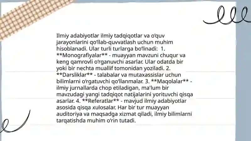 Tadqiqot mavzusiga oid ilmiy adabiyotlar bilan ishlash 4