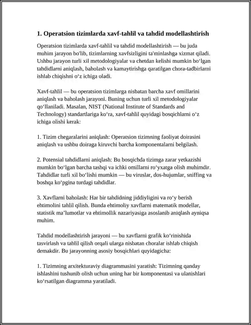 HIMOYA TIZIMLARINI OPERATSION TIZIMLARDA LOYIHALASH VA SINOVDAN O'TKAZISH 4