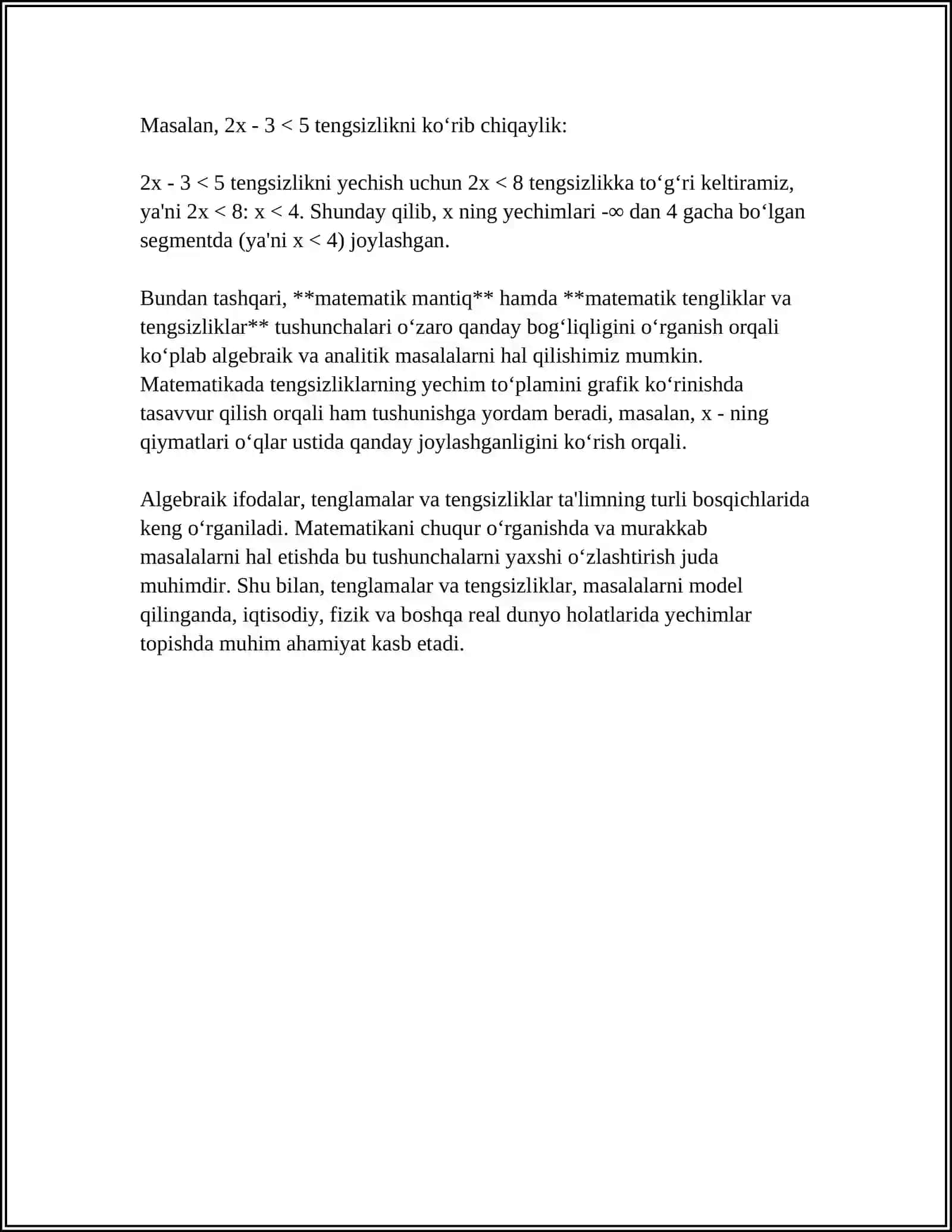 MAKTABDA TENGLAMA VA TENGSIZLIKLAR MAVZUSINI O‘QITISH METODIKASI 4