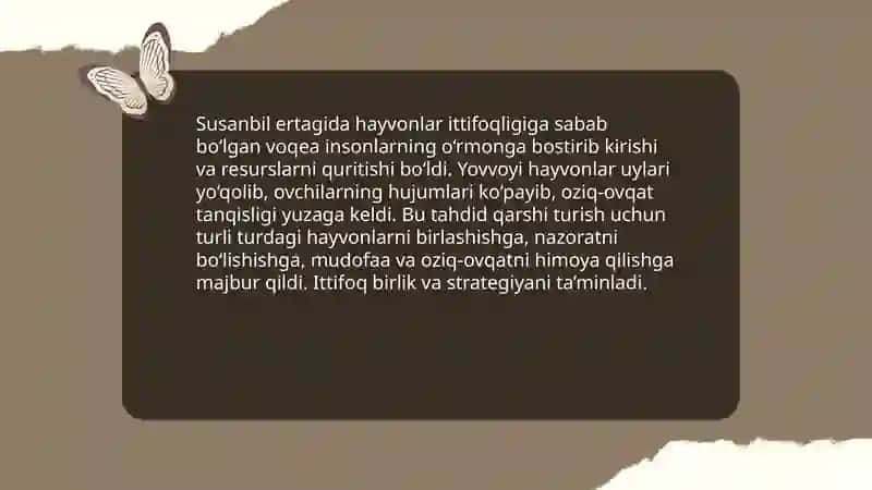 Susanbil ertagida hayvonlar ittifoqligi 4