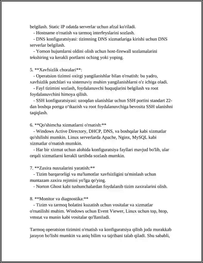 TARMOQ TEXNOLOGIYALARI.TARMOQ OPERATSION TIZIMIDA ISHLASH 4