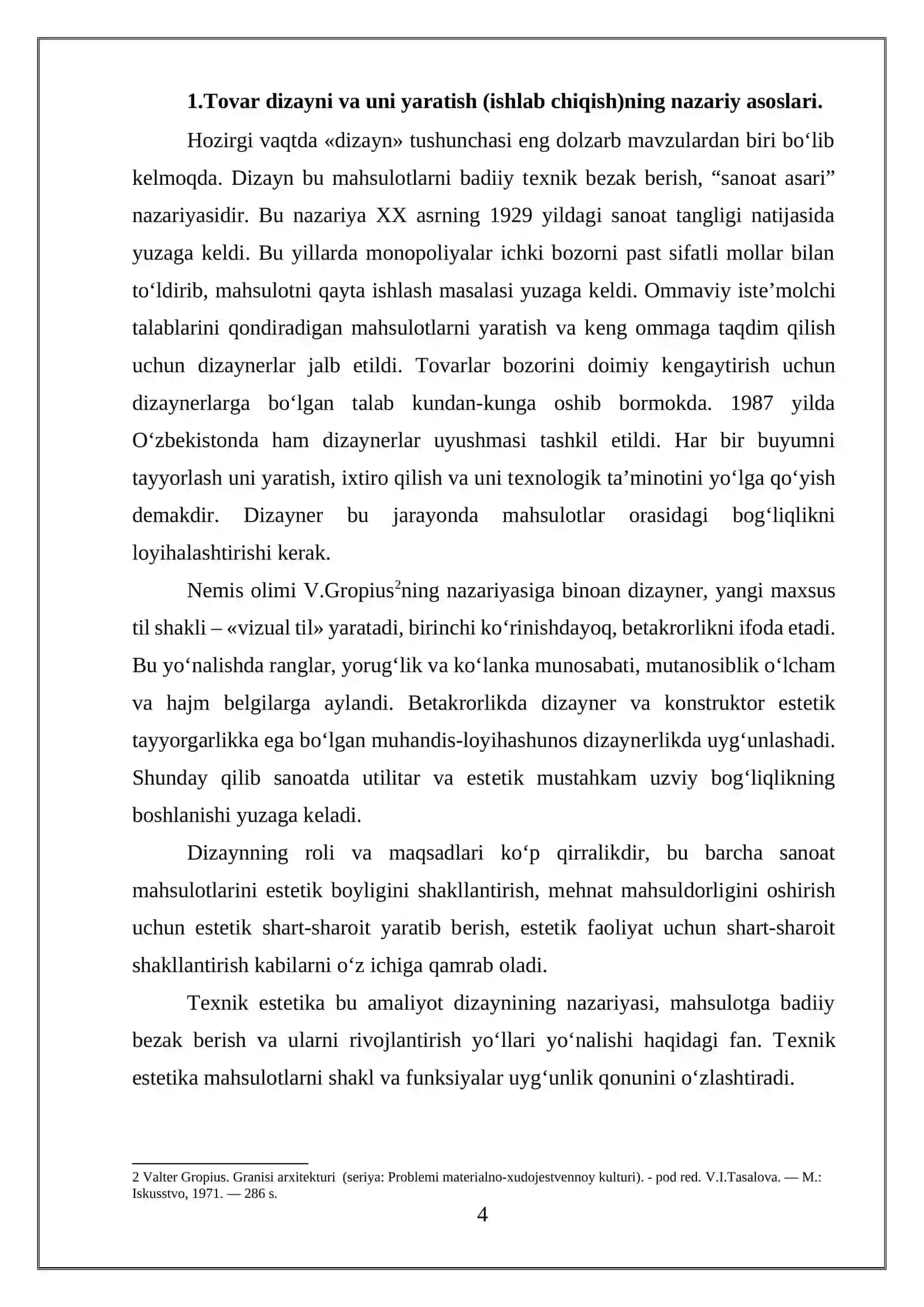 “TOVARLAR DIZAYNI VA UNDA RANGLAR UYG‘UNLIGINI TA’MINLASHNING XUSUSIYATLARI” MAVZUSIDAGI KURS ISHI 4