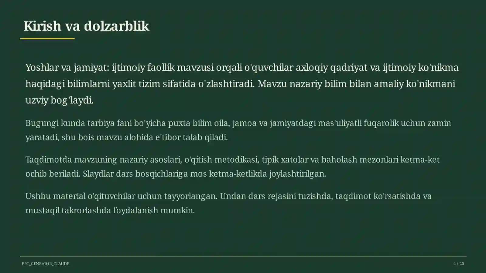 Yoshlar va jamiyat: ijtimoiy faollik (10-sinf) 4
