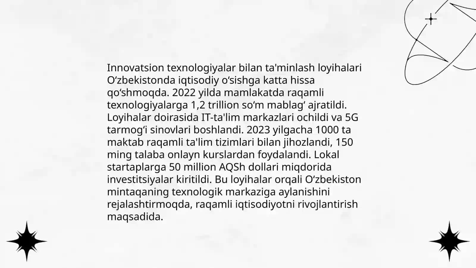 Innovatsion texnologiyalar bilan ta'minlash loyihalari 4