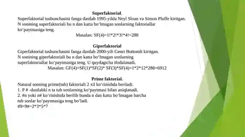 Faktorial va uning turlari 4