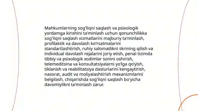 Jinoyat-ijroiya qonunchiligini takomillashtirishning asosiy yoʻnalishlari 4