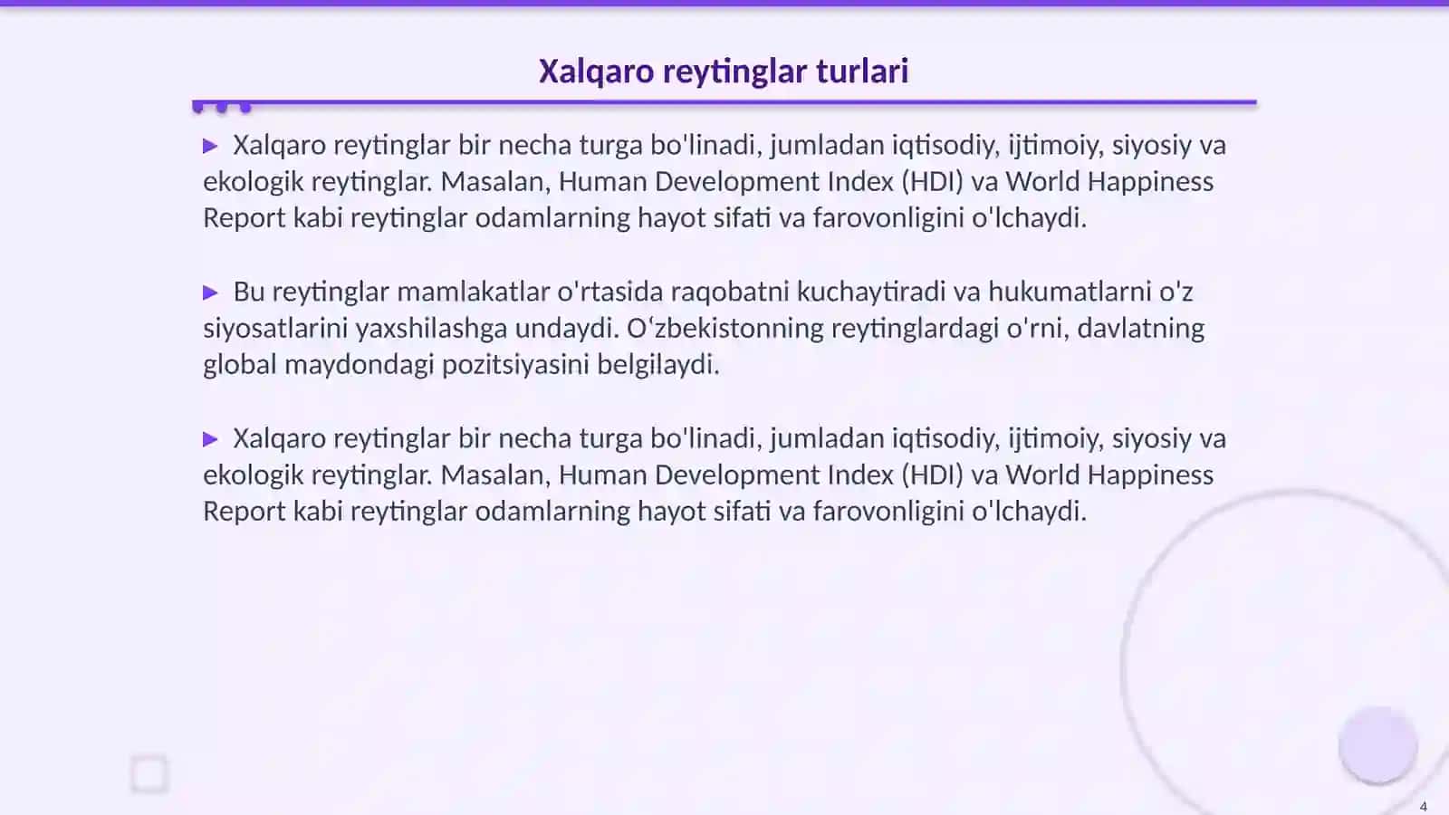 Oʻzbekistonni xalqaro reytinglardagi koʻrsatkichlarini koʻtarishning tarixiy va siyosiy ahamiyati 4