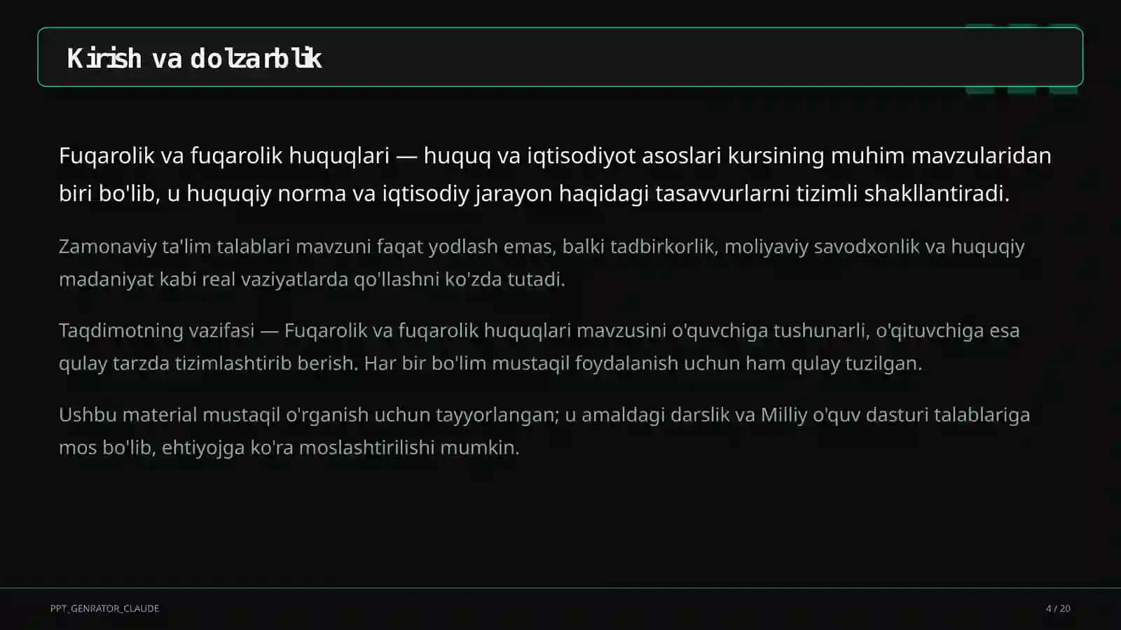 Huquq va iqtisodiyot asoslari (9–11) 4