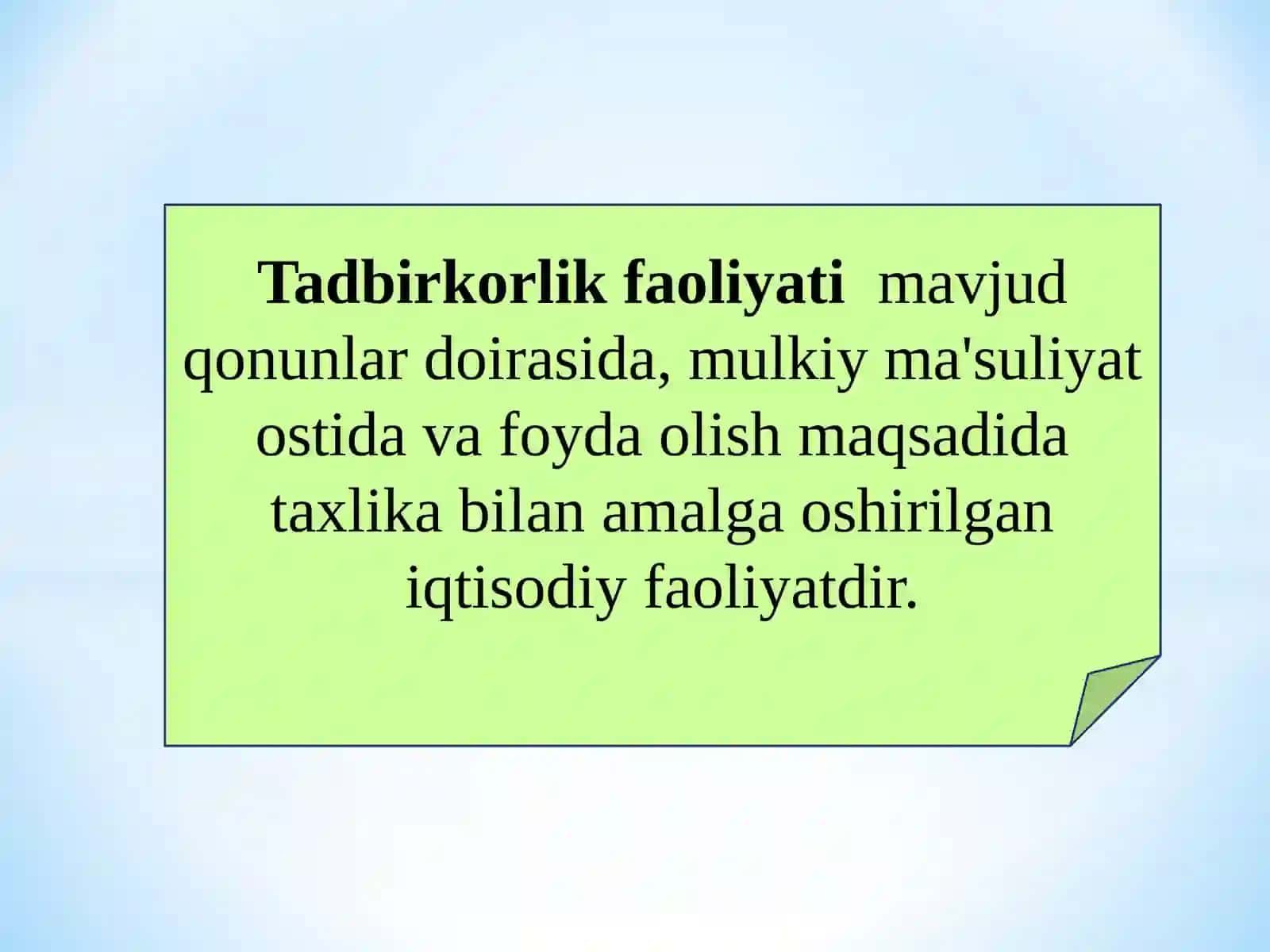 TADBIRKORLIK FAOLIYaTI VA TADBIRKORLIK KAPITALI. KORXONA (FIRMA) SARF-XARAJATLARI VA FOYDASI 4