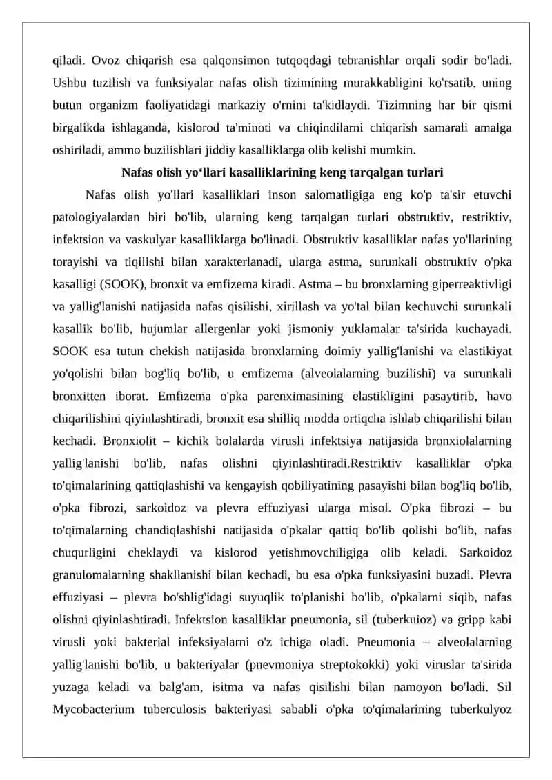 Nafas olish organlari kasalliklari haqida tushuncha va unda davolash jismoniy tarbiyasining ahamiyati 4