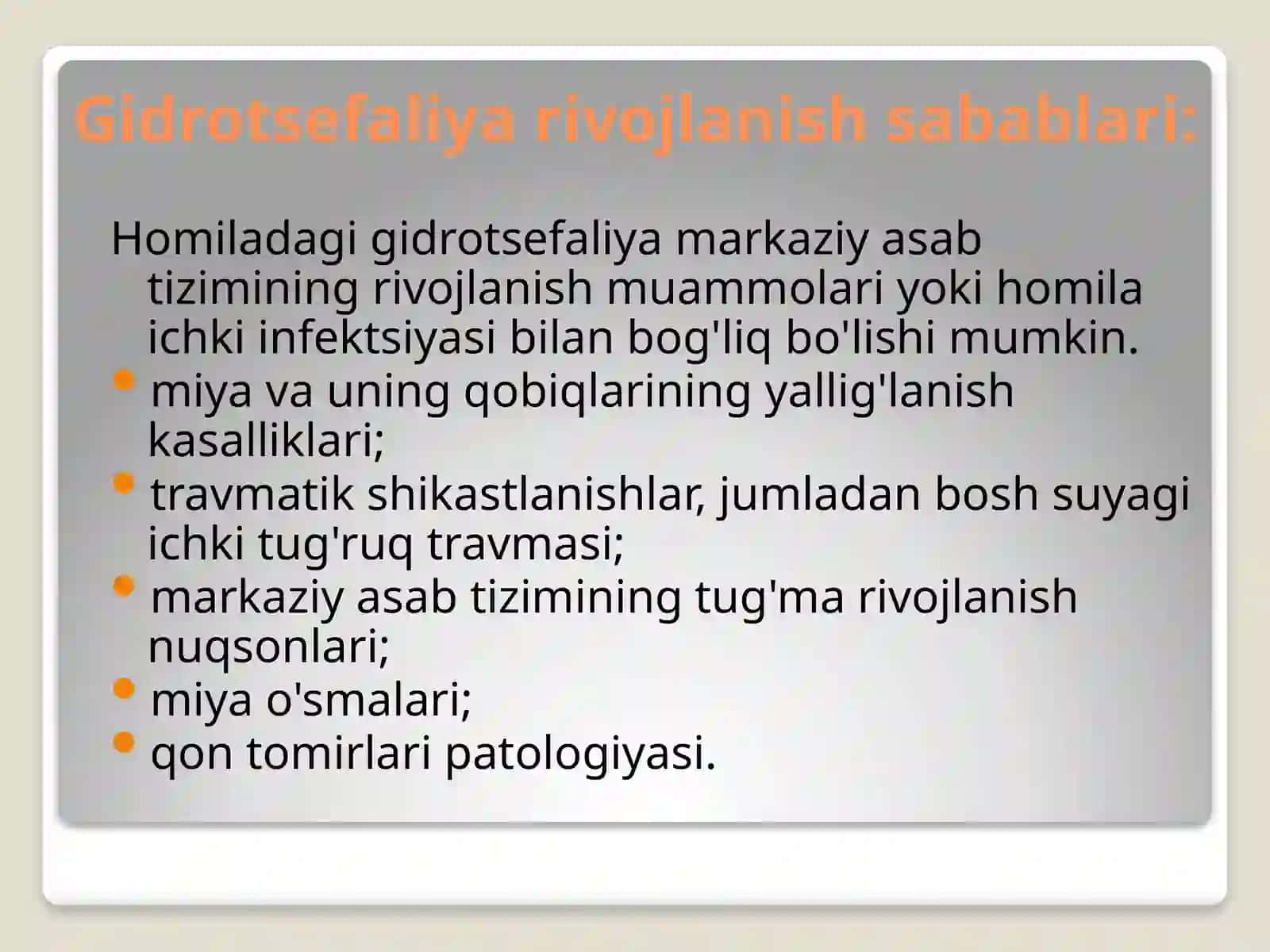 Gidrosefaliya (bosh miya istisqosi) diagnostikasi va klinikasi 4