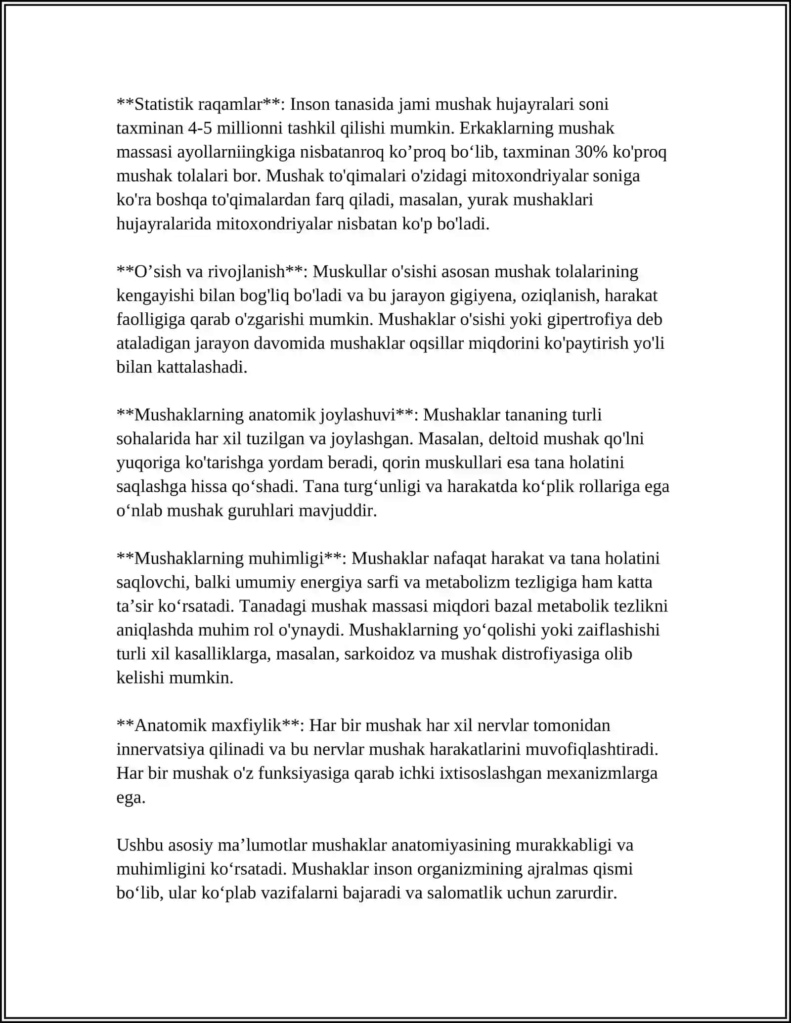 MUSHAKLARNING ISHI VA BIOMÈXANIKASI. LESGAFT MUSHAKLAR TÕĞRISIDA TA'LIMOTI 4