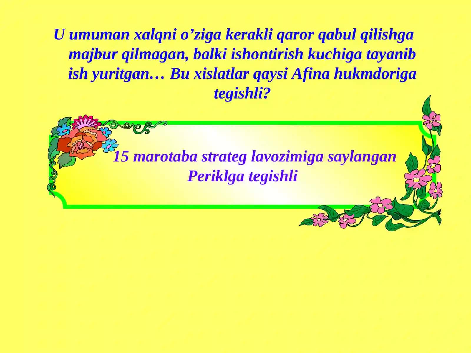O'TILGAN MAVZUNI TAKRORLASH 4