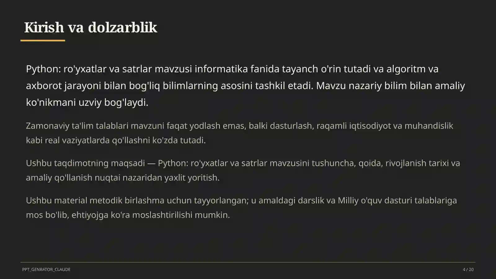 Python: ro'yxatlar va satrlar (9-sinf) 4