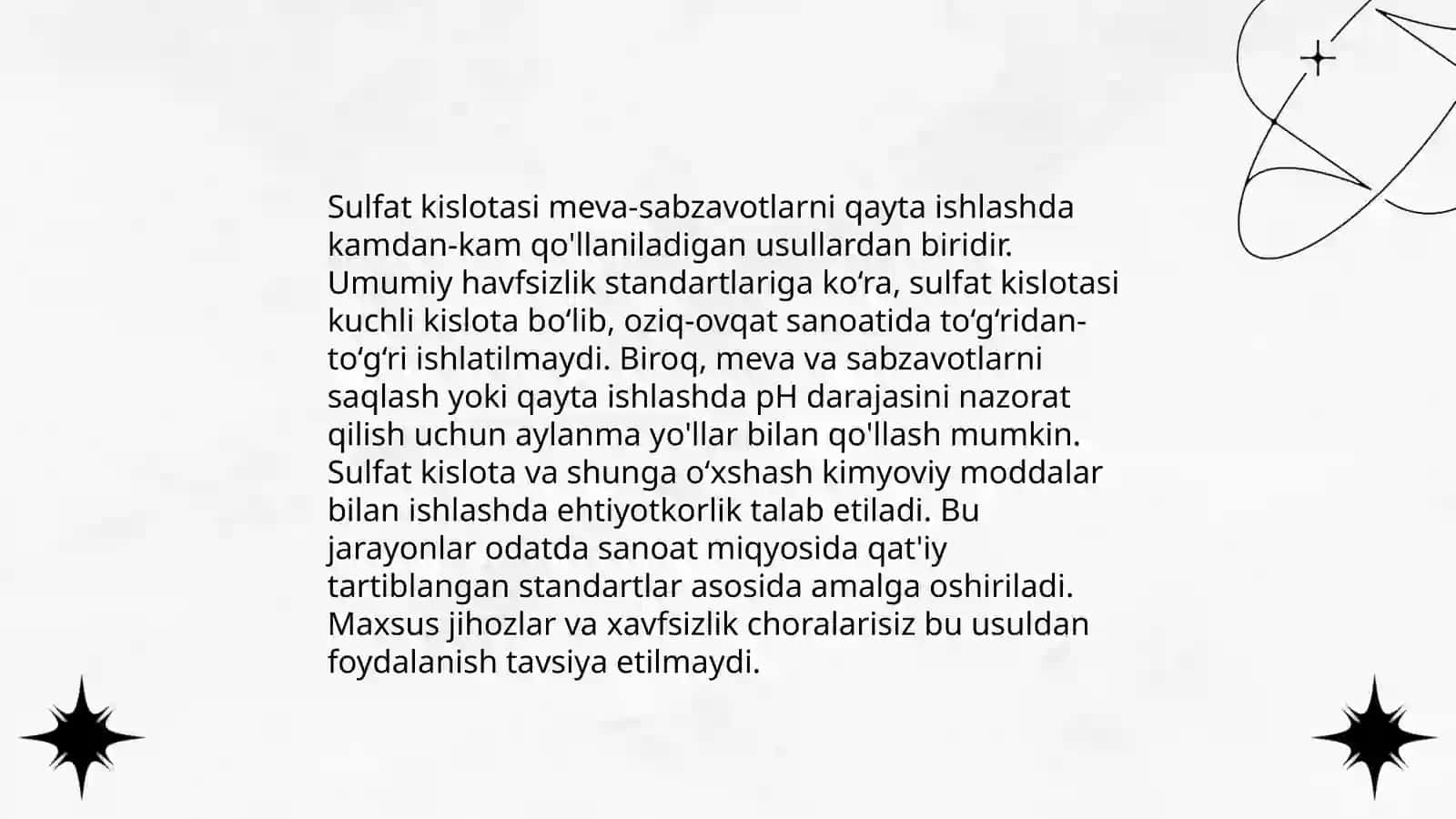 Sulfat kislatani oziq ovqat sanoatidagi ahamiyati 4