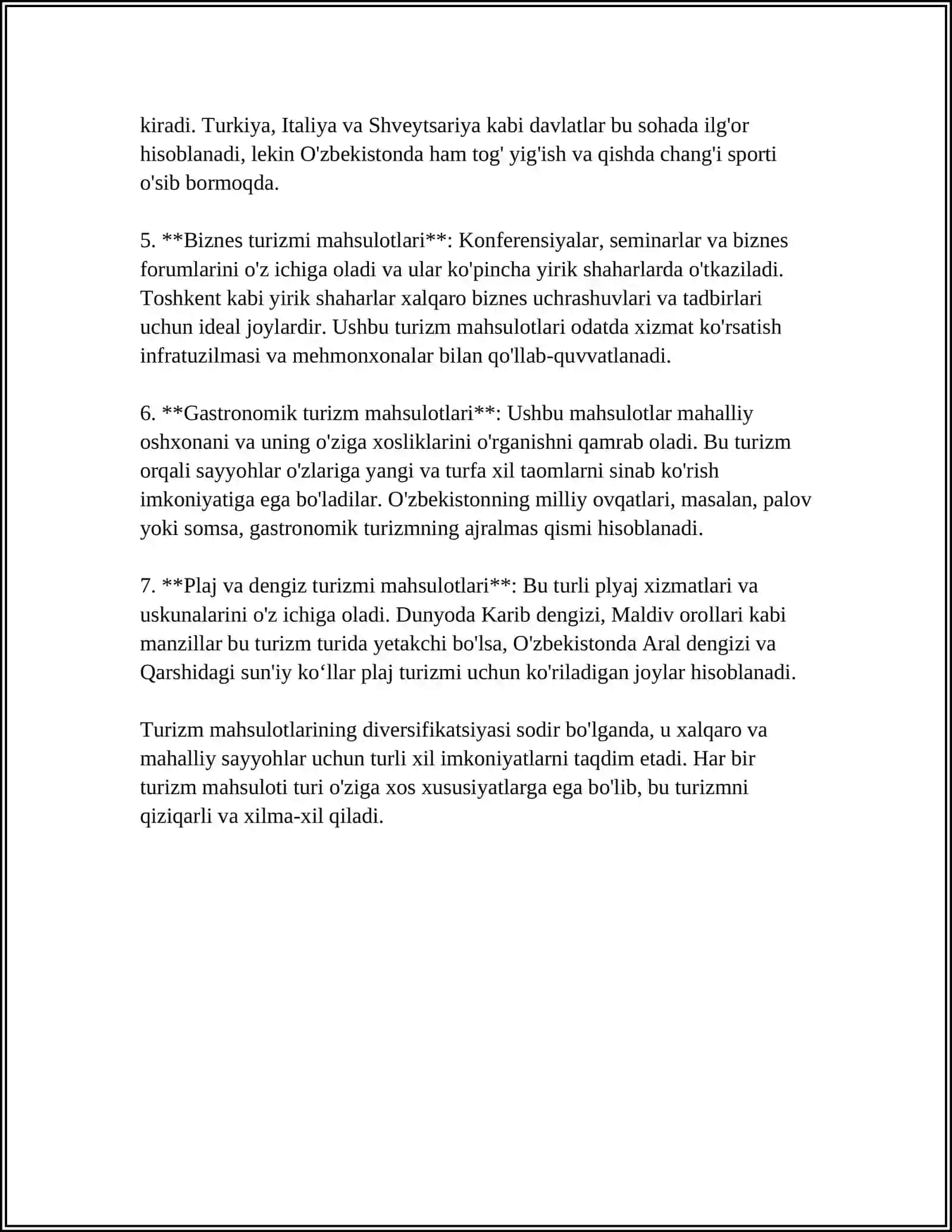 TURIZM VA TUR MAHSULOTLARI ISHLAB CHIQARISH HOLATI 4