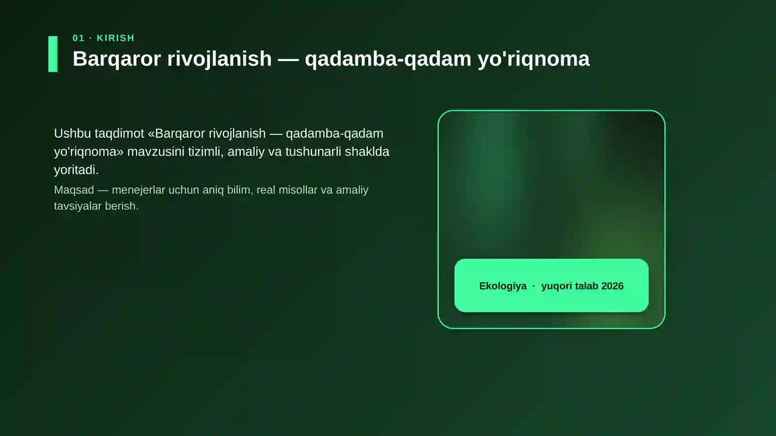 Barqaror rivojlanish — qadamba-qadam yo'riqnoma 4