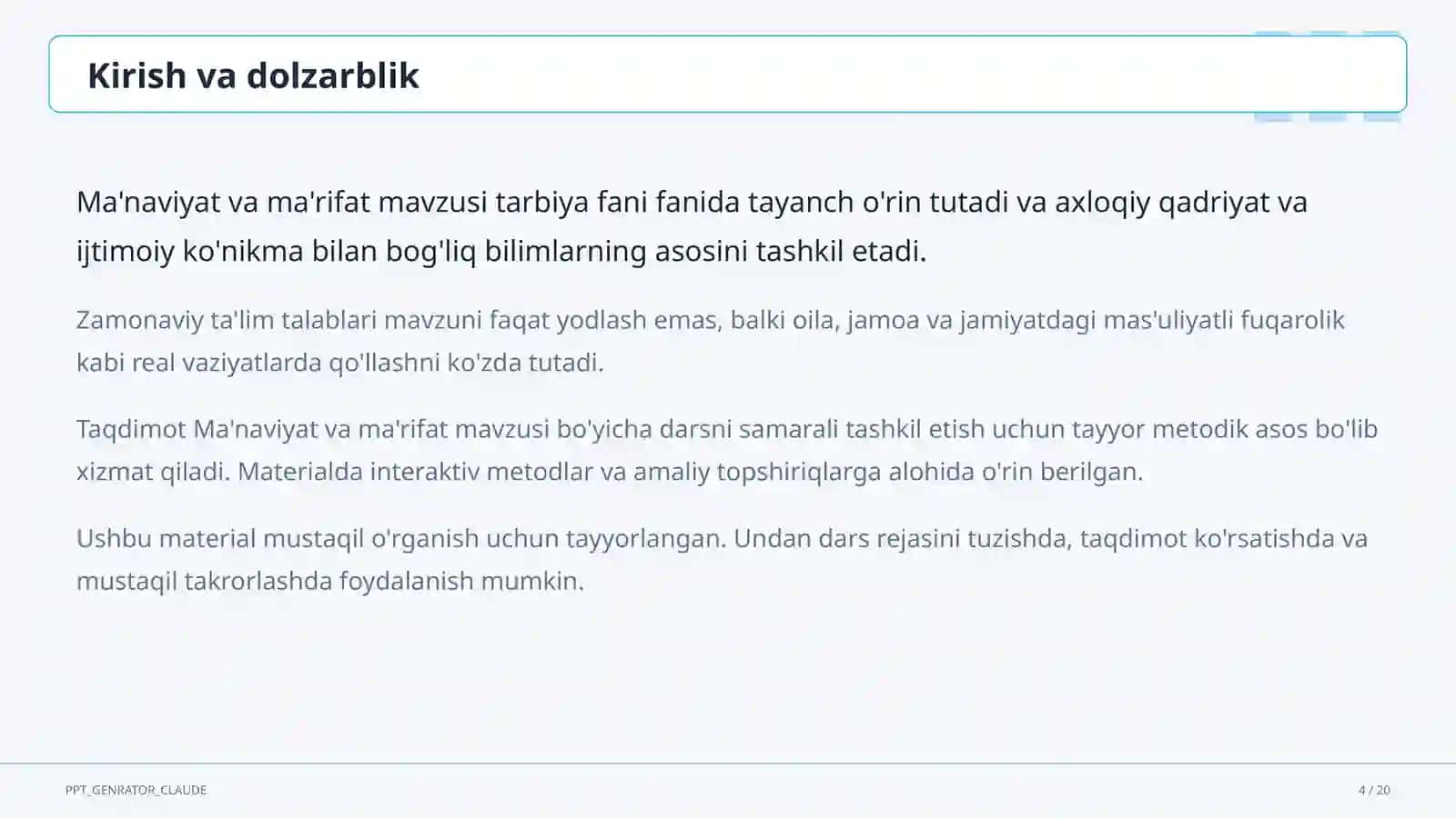 Ma'naviyat va ma'rifat (10-sinf) 4