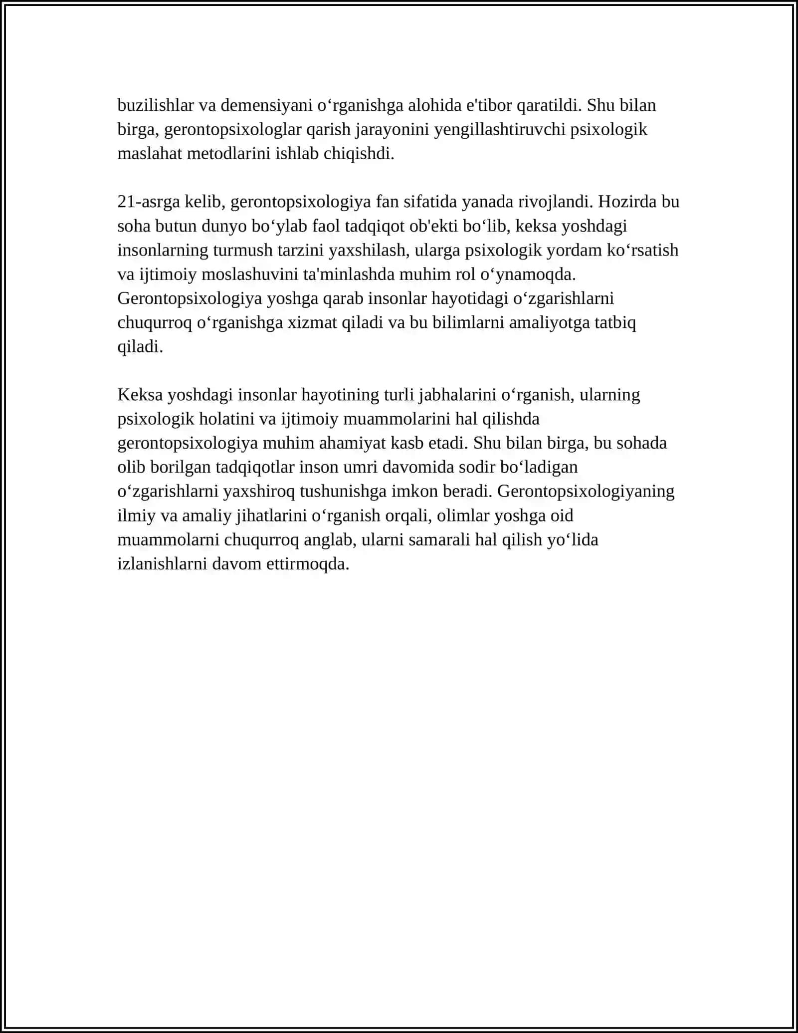 GERONTOPSIXOLOGIYA REFERAT 4