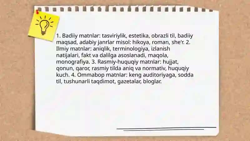 Matn va uning turlari. Matn hosil qiluvchi vositalari 4