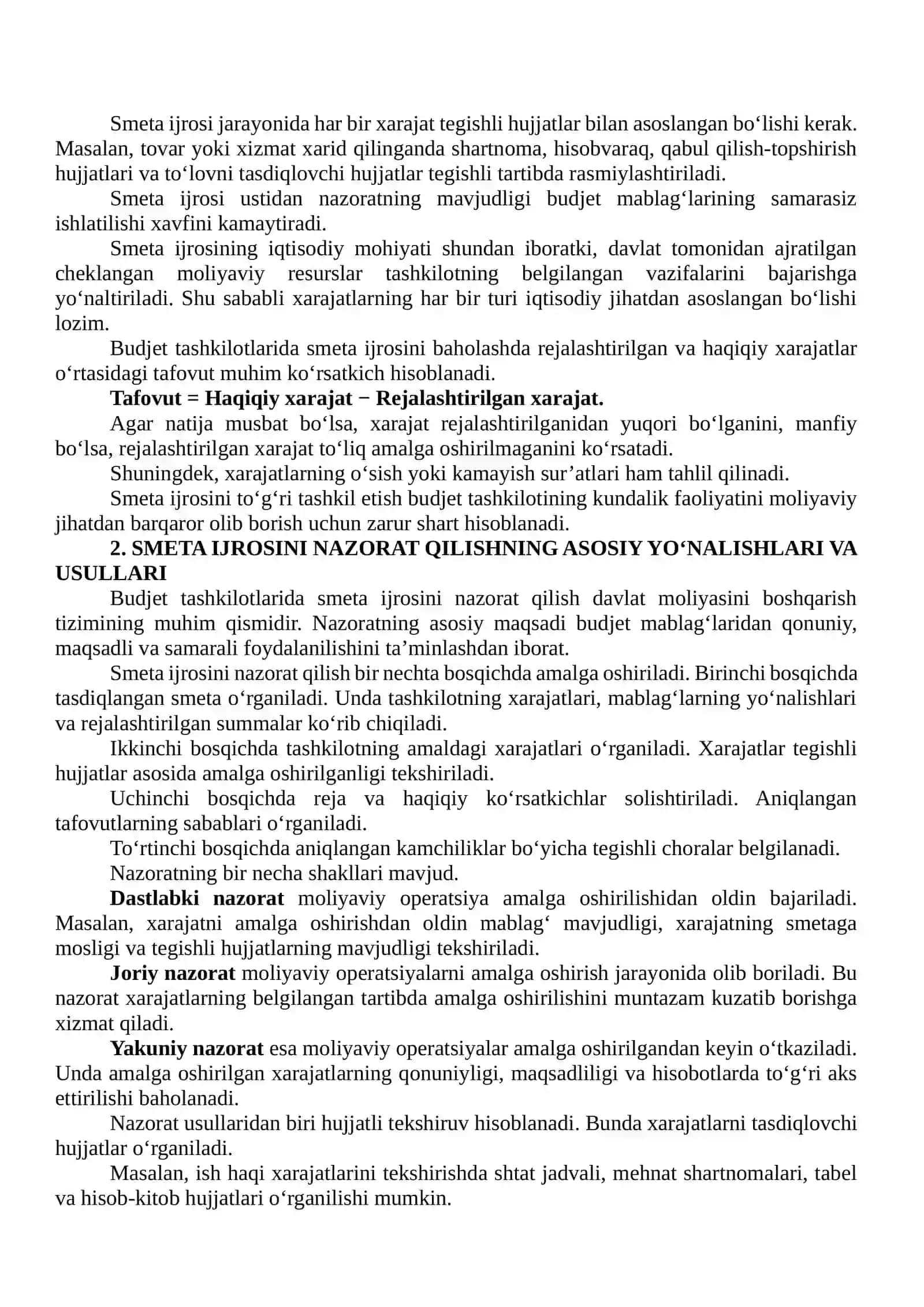 BUDJET TASHKILOTLARIDA SMETA IJROSINI NAZORAT QILISH VA TAHLIL ETISH 4