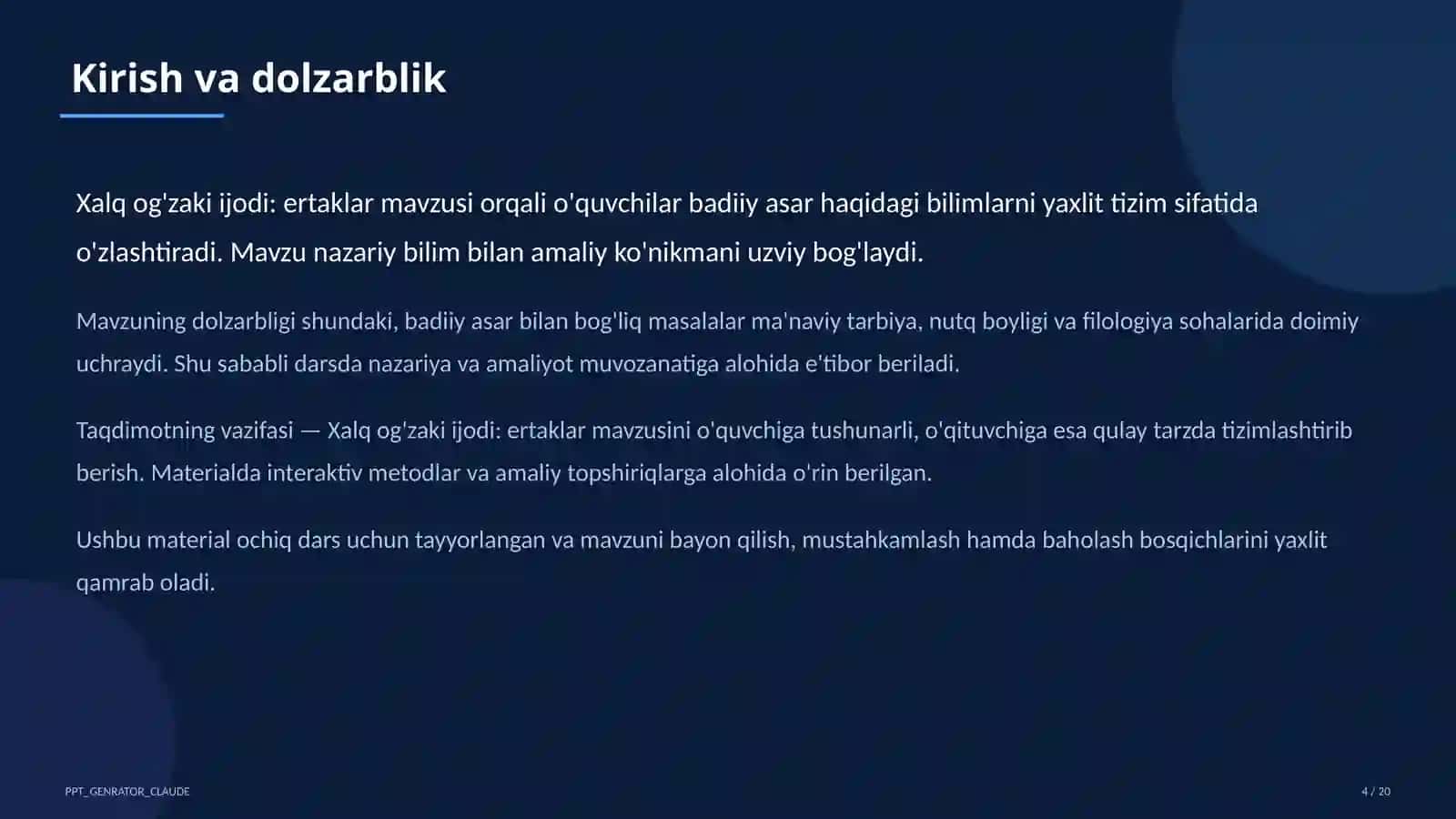 Xalq og'zaki ijodi: ertaklar (5-sinf) 4