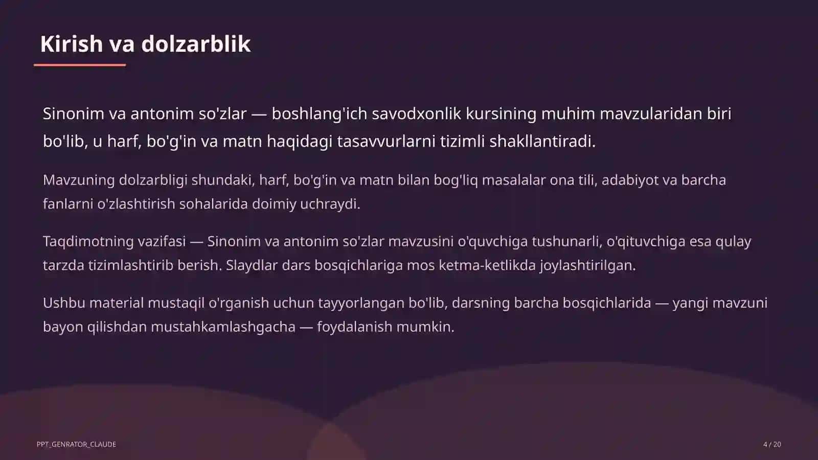 Sinonim va antonim so'zlar (3-sinf) 4