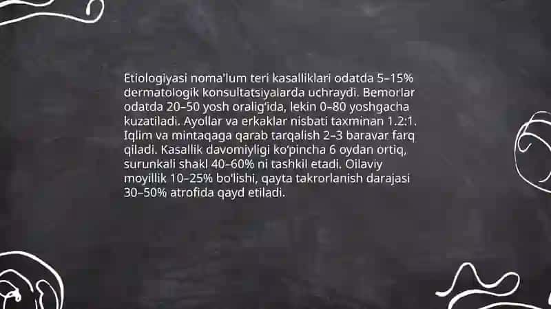 Etiologiyasi yetarlicha aniqlanmagan teri kasalliklari haqida tushincha 4