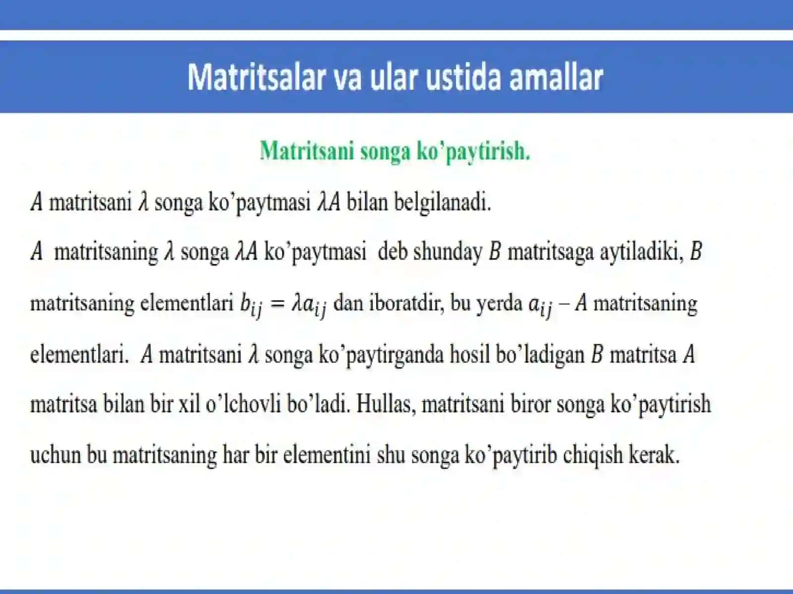 MATRITSALARNI SONGA KO’PAYTIRISH.MATRITSALARNI KO’PAYTIRISH 4