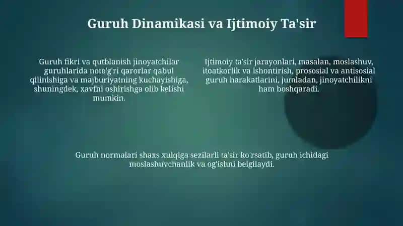 Guruh va jinoiy guruh xulq atvori psixologiyasi 4
