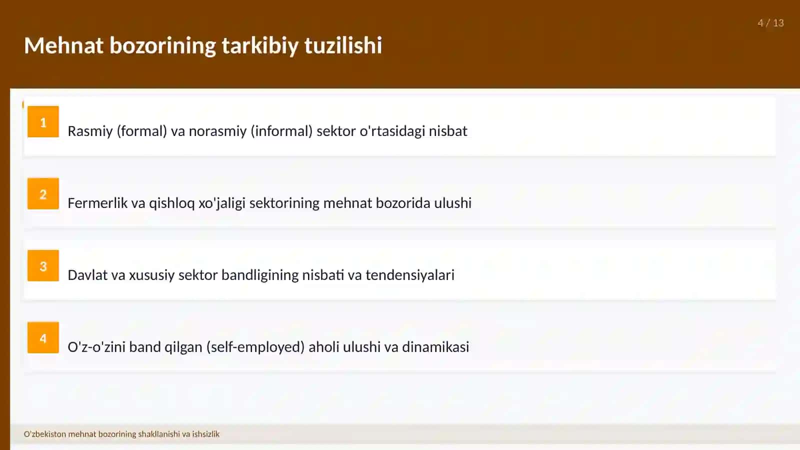 O'zbekiston mehnat bozorining shakllanishi va ishsizlik 4