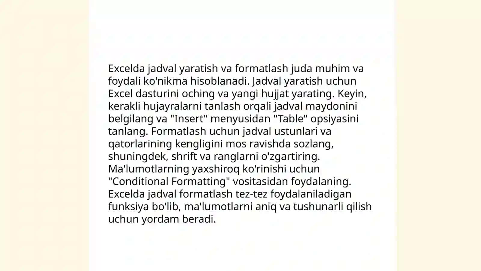 Microsoft Exsel elektron jadval muharririda ishlash 4
